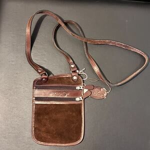 Mapend Handmade Bag Suede Crossbody Unique Vintage Style Small Sling Chocolate